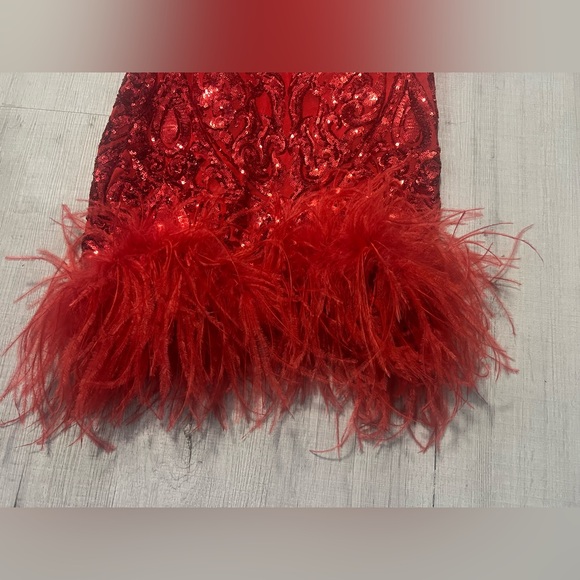 Red Sequin Midi Dress - Picture 4 of 14